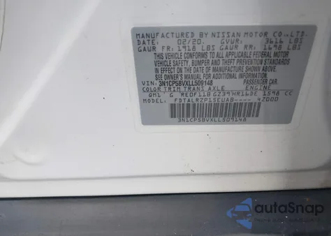 2020 Nissan Kicks S Xtronic Cvt z USA, uszkodzony, nr VIN 3N1CP5BVXLL509148